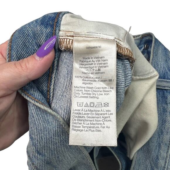 Madewell Relaxed Denim Shorts Mid Rise Button Fly Destroyed Hem Edition 29 - Picture 8 of 12